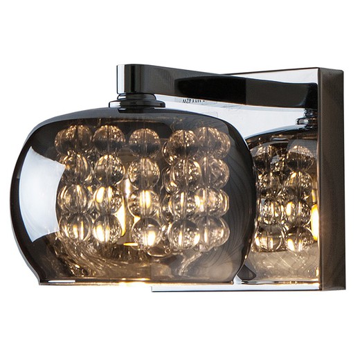 Arián Mirrored Glass and Steel Wall Lamp, 13x16x12cm