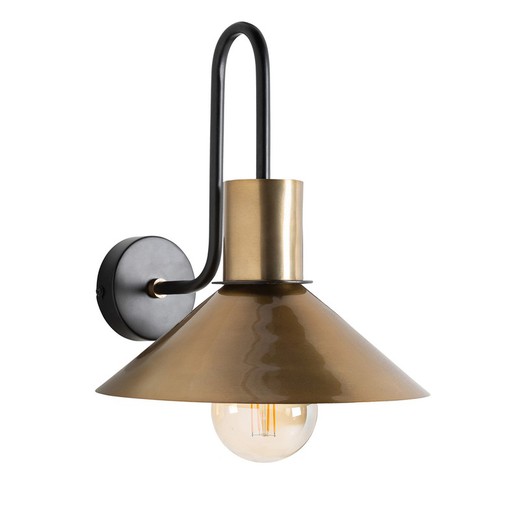 Guld/sort jern væglampe, 30x33x33cm