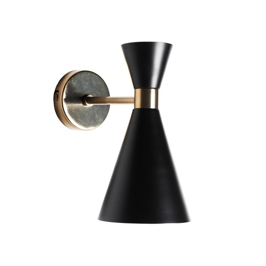 IJzeren wandlamp in zwart en goud, 26 x 14 x 26 cm | Bekel