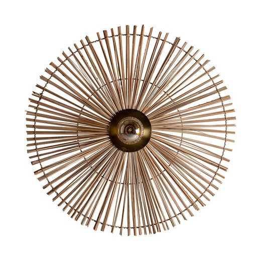 Iron and Natural Fiber Wall Lamp Gold / Beige, 60x11x60cm