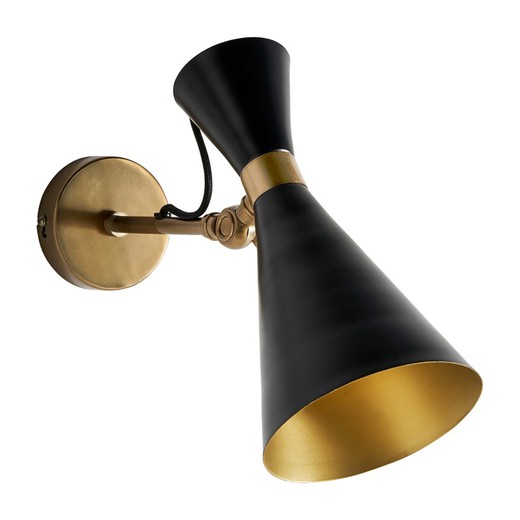 Lampada da parete in ferro e ottone nero e oro, 23 x 13 x 28 cm | Tebay