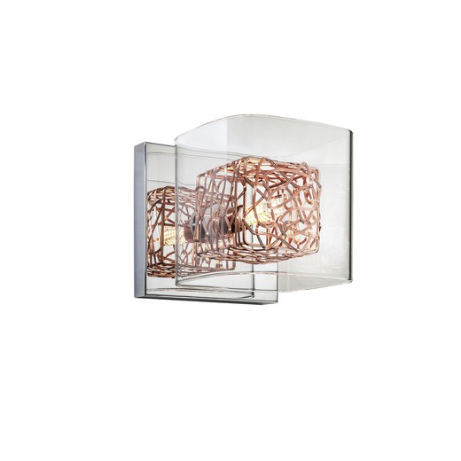 Metalowo-szklany kinkiet Lios Cobre, 13x15x13cm