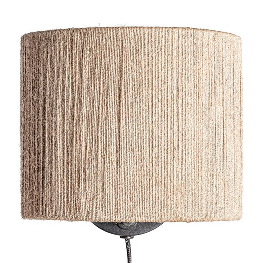 Jute and iron wall lamp in natural and anthracite color, 25 x 15 x 24 cm | Khed
