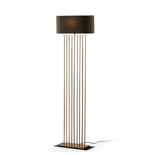Lámpara de pie de metal dorado con pantalla gris 47x21x139 cm
