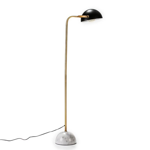 Lampa podłogowa z abażurem 32x38x145 Biały marmur / Złoty metal / Czarny bez żarówki