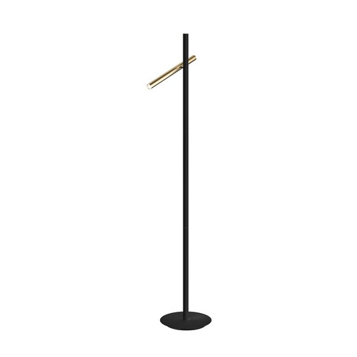 Lámpara de pie, con 2 luces, de metal negro y dorado, 41 x 30 x 167 cm | Varas