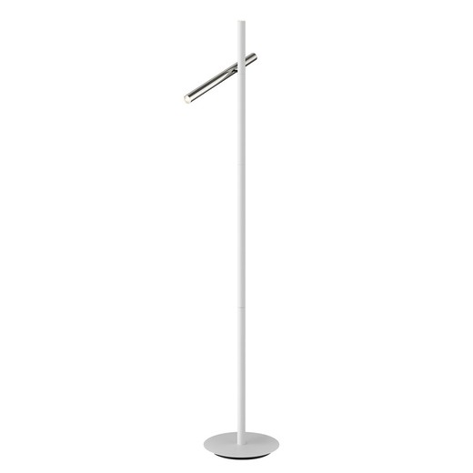 Lámpara de pie, con 2 luces, de metal blanco y plateado, 41 x 30 x 167 cm | Varas