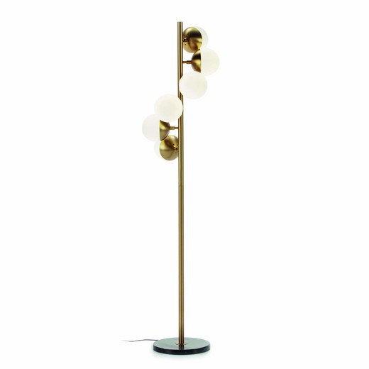 White glass and black marble floor lamp, 36x36x153 cm
