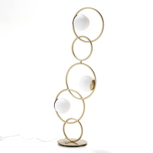 Lámpara de pie de cristal y metal en dorado, 45 x 27 x 126 cm