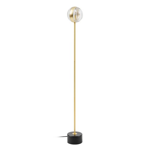 Lámpara de pie de cristal y metal en dorado, Ø 15 x 130 cm