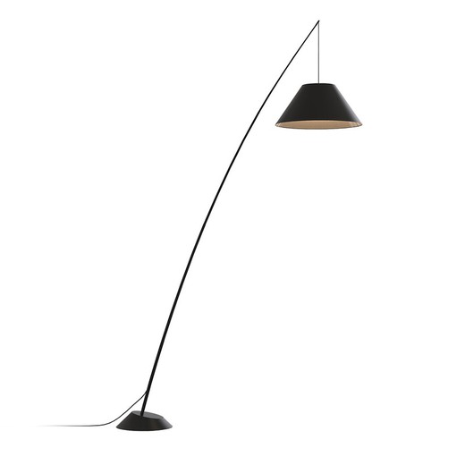 Lámpara de pie de fibra de carbono y tela en negro, 160 x 55 x 235 cm | Junco
