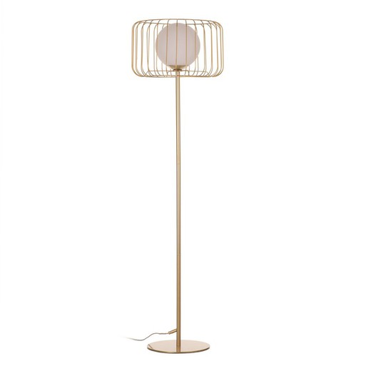 Iron and glass floor lamp in gold and white, Ø 40 x 144 cm