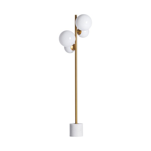 Gulvlampe i jern og guld/hvid marmor, 45x35x146cm