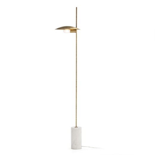 White Marble and Golden Metal Floor Lamp, 30x12x167 cm