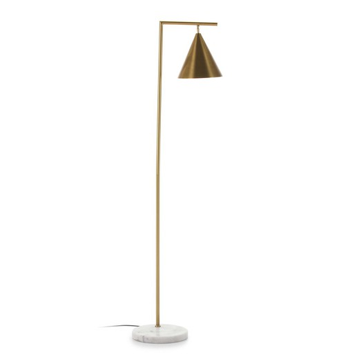 Lámpara de pie de metal y mármol en dorado y blanco, 32 x 28 x 163 cm