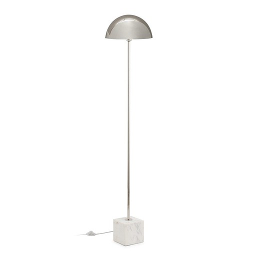 White Marble and Nickel Metal Floor Lamp, 30x15x150 cm