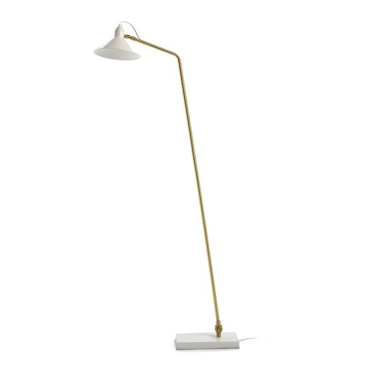 Wit metalen en bronzen vloerlamp, 26x19x136 cm