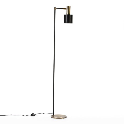 Lámpara de pie de metal dorado y negro, 29 x 24 x 163 cm