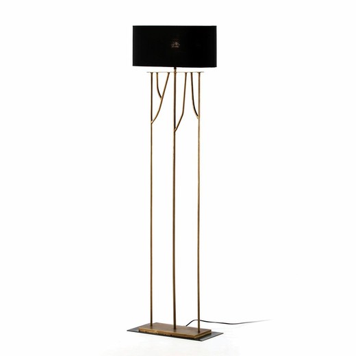 Stehlampe aus goldfarbenem/schwarzem Metall, 47 x 21 x 140 cm