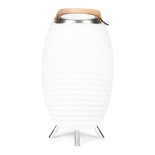 Lámpara de Pie de Exterior con Bluetooth de Polipropileno Blanca, Ø31,7x56,3 cm