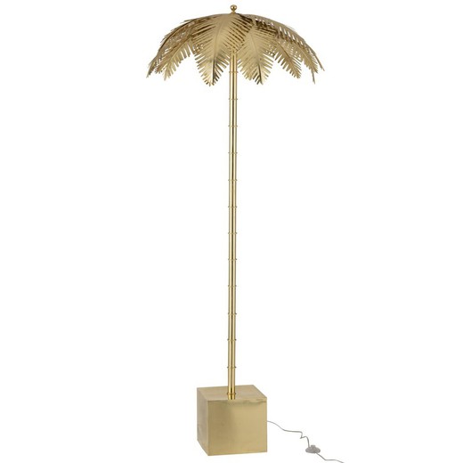Lámpara de Pie  de Acero Dorado Hojas de Coco 77x77x210 cm