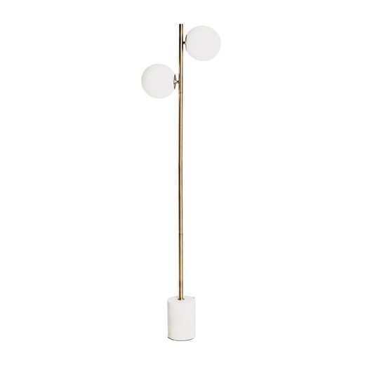 Leba iron and glass floor lamp in gold/white, 40 x 18 x 153 cm