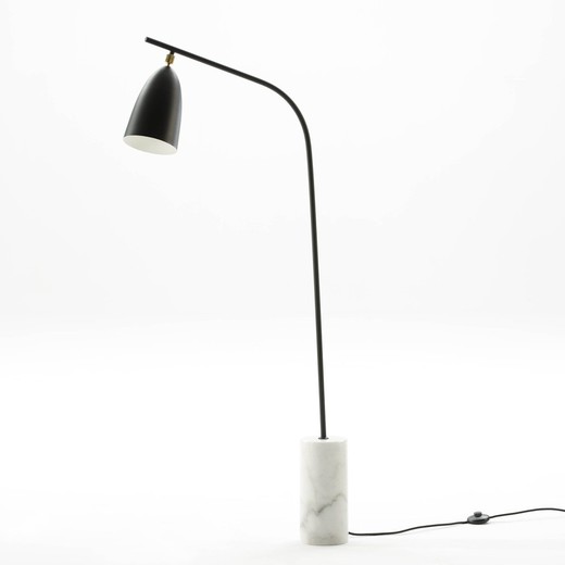 Lámpara de pie mármol y metal negro, 62x15x150 cm