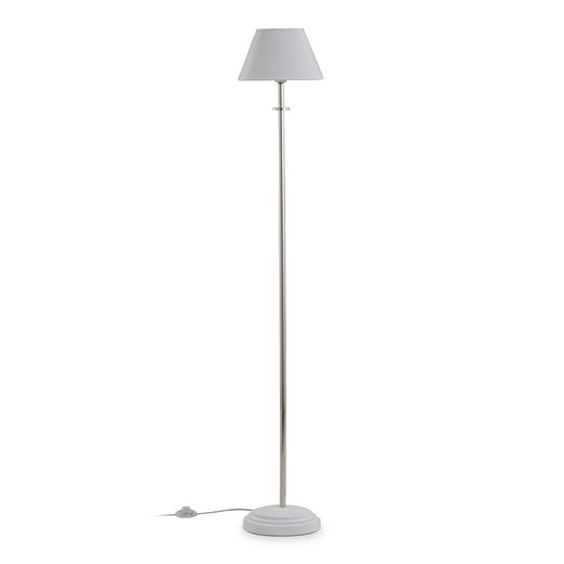 Lámpara de pie metal blanco y plateado, 25 x 20 x 153 cm