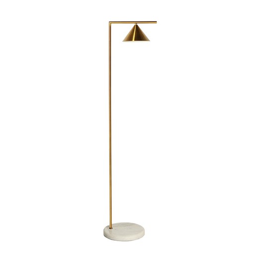 Złoto-biała lampa podłogowa z żelaza i marmuru, 30 x 36 x 154 cm | Pickie
