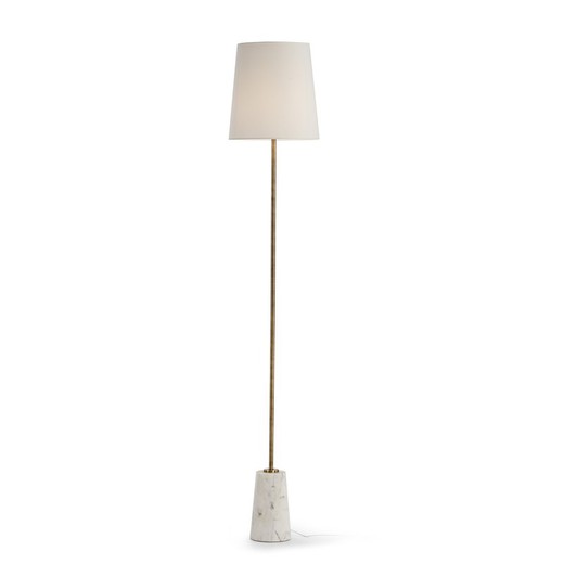 Lámpara de pie sin pantalla mármol blanco y metal dorado 14x14x140 cm