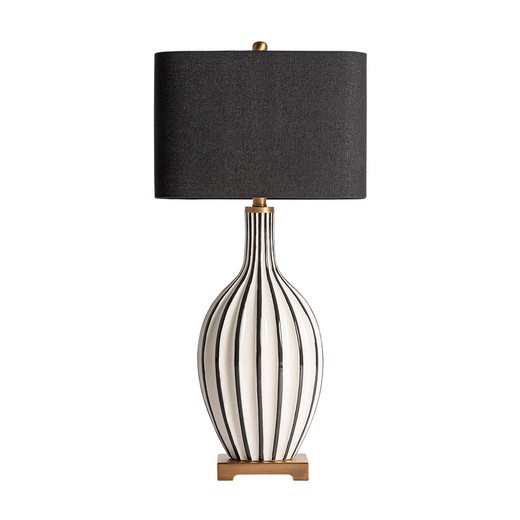 Keramisk bordslampa i svart, 38 x 23 x 82 cm