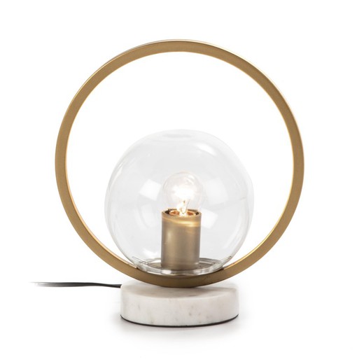 Tischlampe aus Glas, weißem Marmor und goldenem Metall, 25x15x29 cm