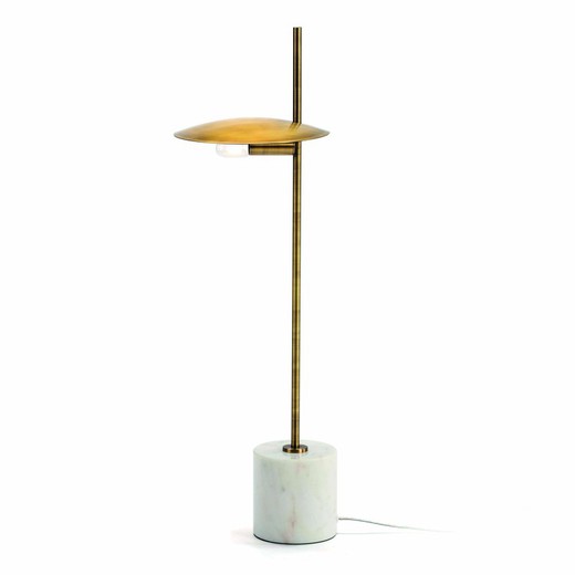 Lampada da tavolo in marmo bianco e metallo, 24x12x77 cm
