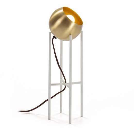 Tischlampe aus gold-weißem Metall, 15x15x46 cm