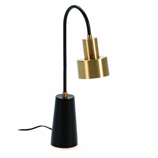 Lámpara de sobremesa de metal dorado y negro, 30x11x55 cm