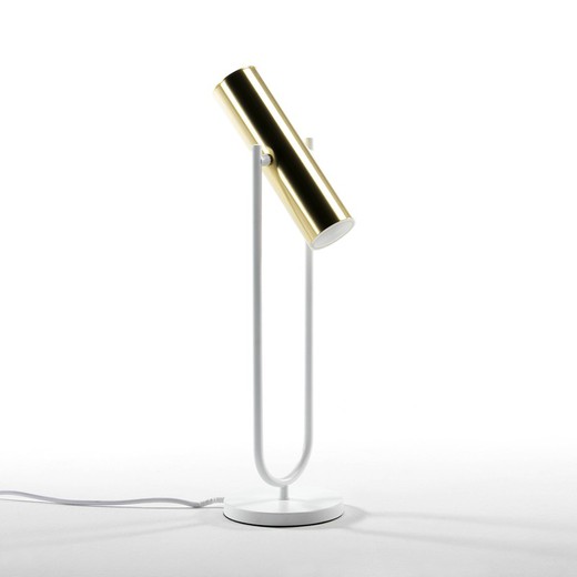 Lampada da tavolo in metallo bianco e oro, 14x53 cm