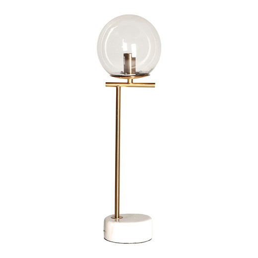 Lampe de table en métal et verre doré et blanc, 18 x 18 x 58 cm | Léba