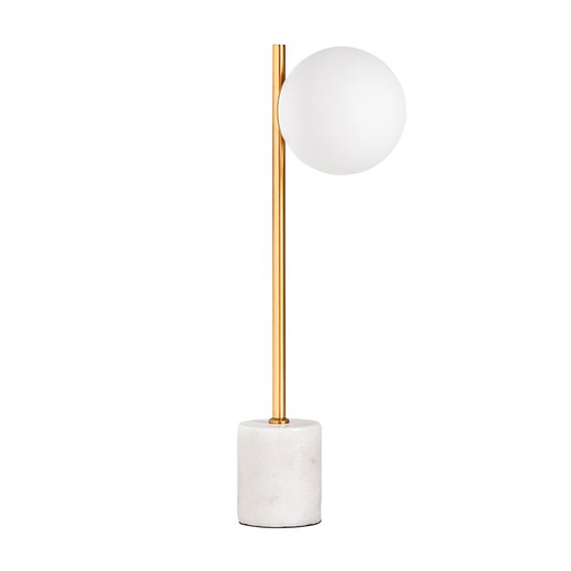 Leba tafellamp in ijzer, marmer en glas in wit/goud, 15 x 22 x 57 cm