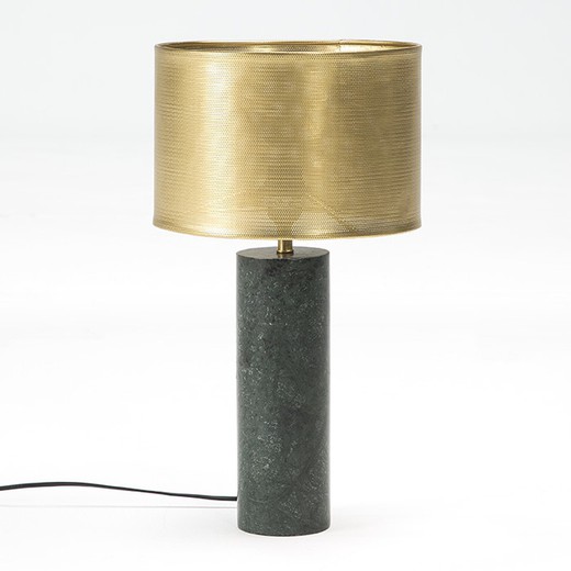 Grøn marmor bordlampe, 11x11x40 cm