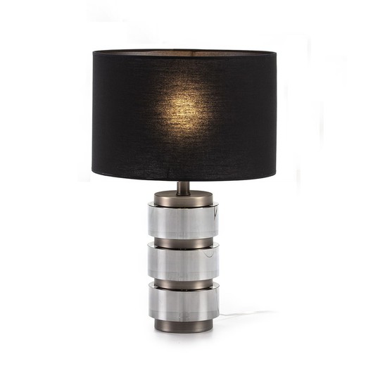 Tischlampe ohne Lampenschirm 14x12x36 geräuchertes Methacrylat / graues Metall
