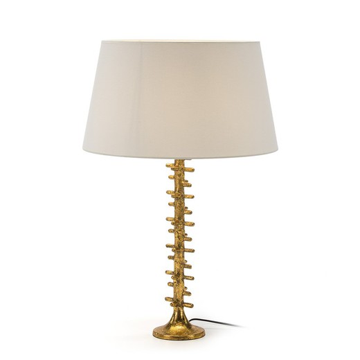 Lampada da tavolo senza paralume in metallo dorato 14x14x49