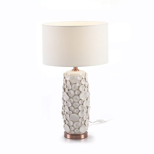 Lampa stołowa bez abażuru 17x15x52 Kolor ceramiczny biały / metal miedziany