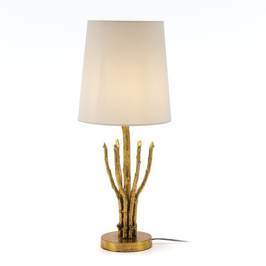 Lampada da tavolo senza paralume in metallo dorato 18x18x48