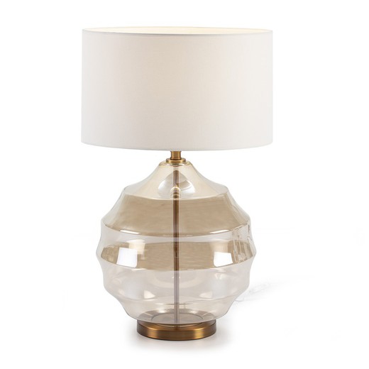 Lámpara de sobremesa sin pantalla cristal ámbar y metal dorado, 40x20x53 cm