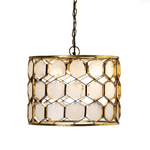 Lámpara de techo dorada mármol y metal Ø46x10 cm