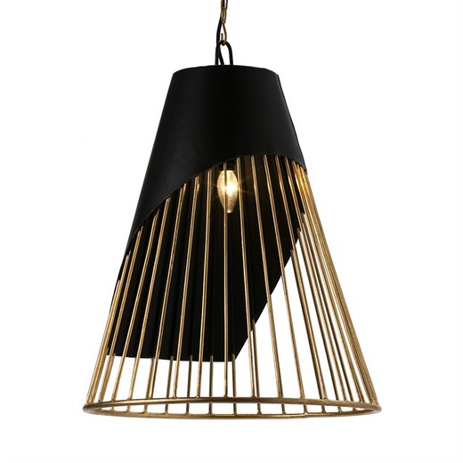 Lámpara de techo de metal dorado y negro, Ø52x69 cm
