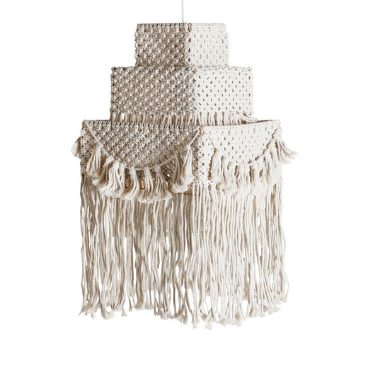 Alayor-Deckenlampe aus Baumwolle und Eisen in gebrochenem Weiß, 34 x 34 x 41 cm