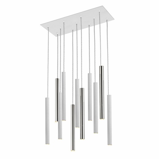 Ceiling Lamp 11 lights Led Metal Varas Silver / White, 61x25x40cm
