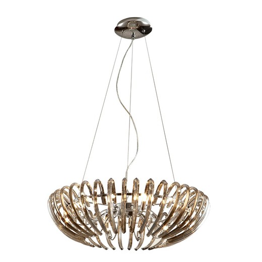Lámpara de techo, con 12 luces, de metal y cristal en champagne, Ø 66 x 22 cm | Ariadna