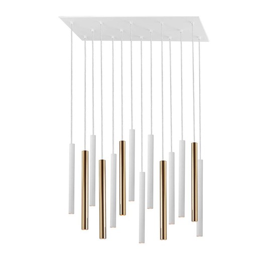 Ceiling Lamp 14 lights Led Metal Varas Gold / White, 82x25x40cm